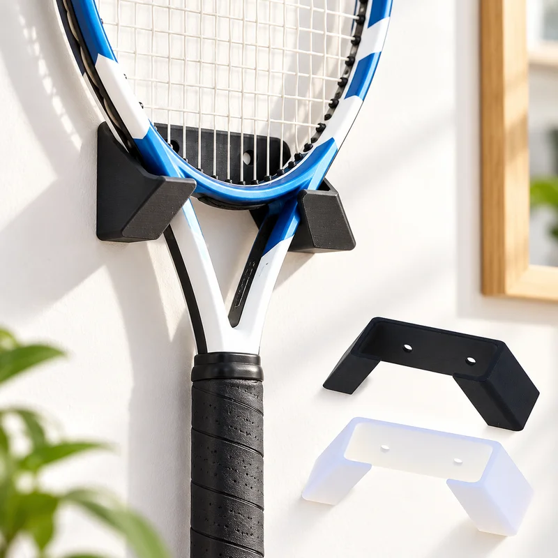 3D Printed Wall Mounted Tennis Racket Holder Plastic Badminton Racket Holder Enduring Ornament Badminton Racket Holder