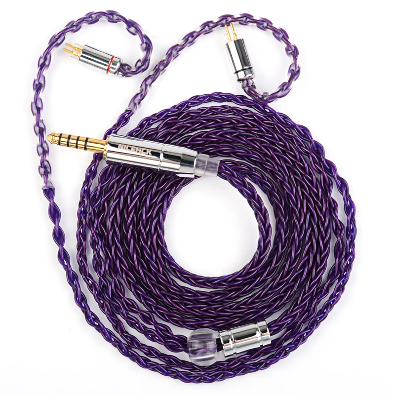 NiceHCK – câble Audio violet 8 brins, fil d\'écouteurs en cuivre FURUKAWA 3.5/2.5/4.4mm MMCX/0.78mm, 2 broches pour M5 Zetian Wu