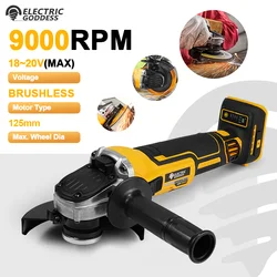 Electric Goddess 125mm Brushless For Dewalt 20V Battery Electric Angle Grinder Cordless Polishing Cutting Machine Power Tool