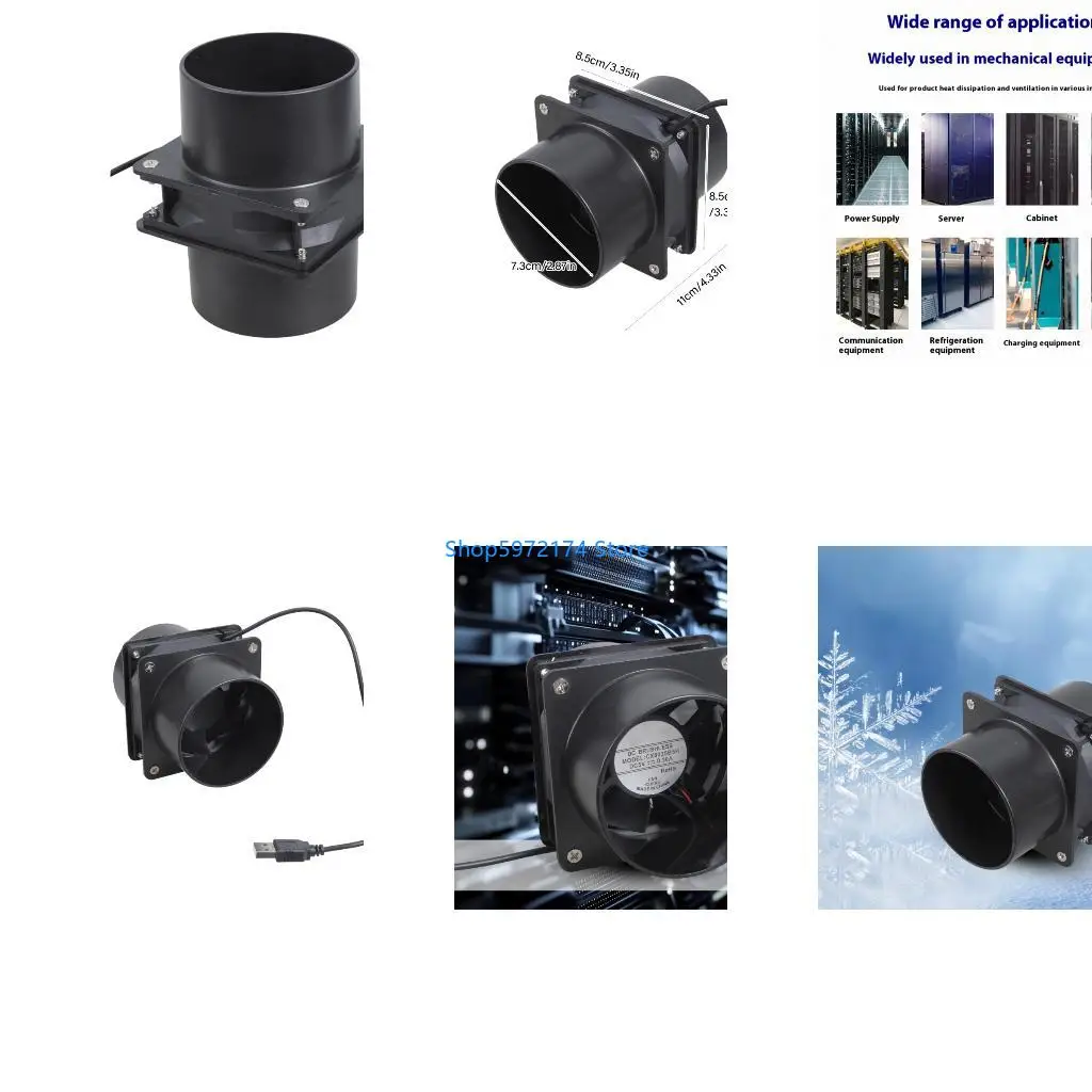 Y3NB USB Powered Ventilation System Fan 75mm Air Duct Compatible Solar Power Operated