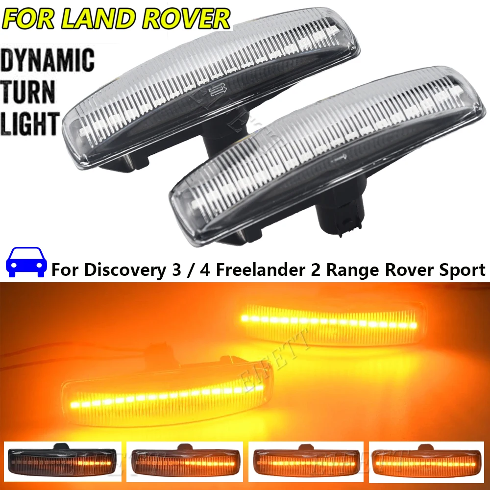 Luces LED de señal de giro secuencial dinámicas, lámpara de posición lateral para Land Rover Range Rover Sport Discovery 3 4 Freelander 2, 2 uds.