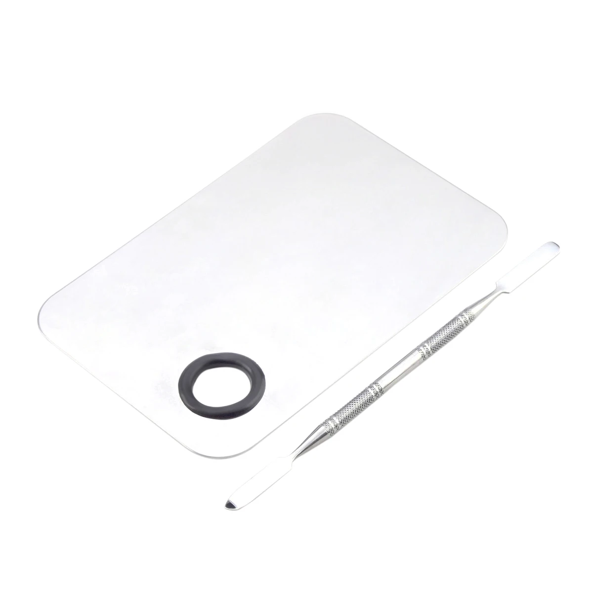 

Палитра для макияжа из нержавеющей стали 15x10 см с инструментом-шпателем для маникюра ногтей Lady Beauty, серебряный набор шпателей