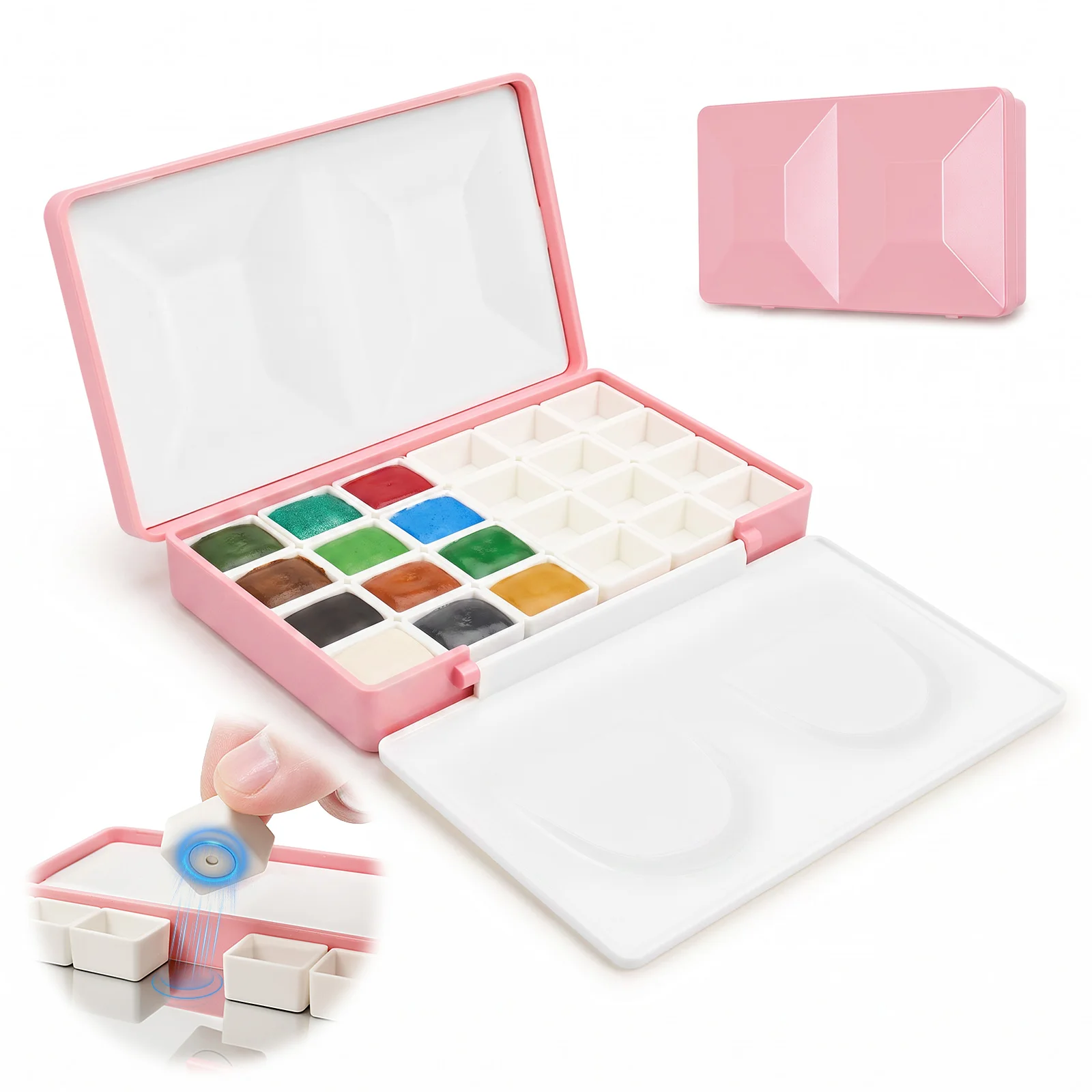 Travel Watercolor Palette Magnetic Paint Palette Pans Layout Portable Empty Watercolor Case for Outdoor Sketching and Nail Art