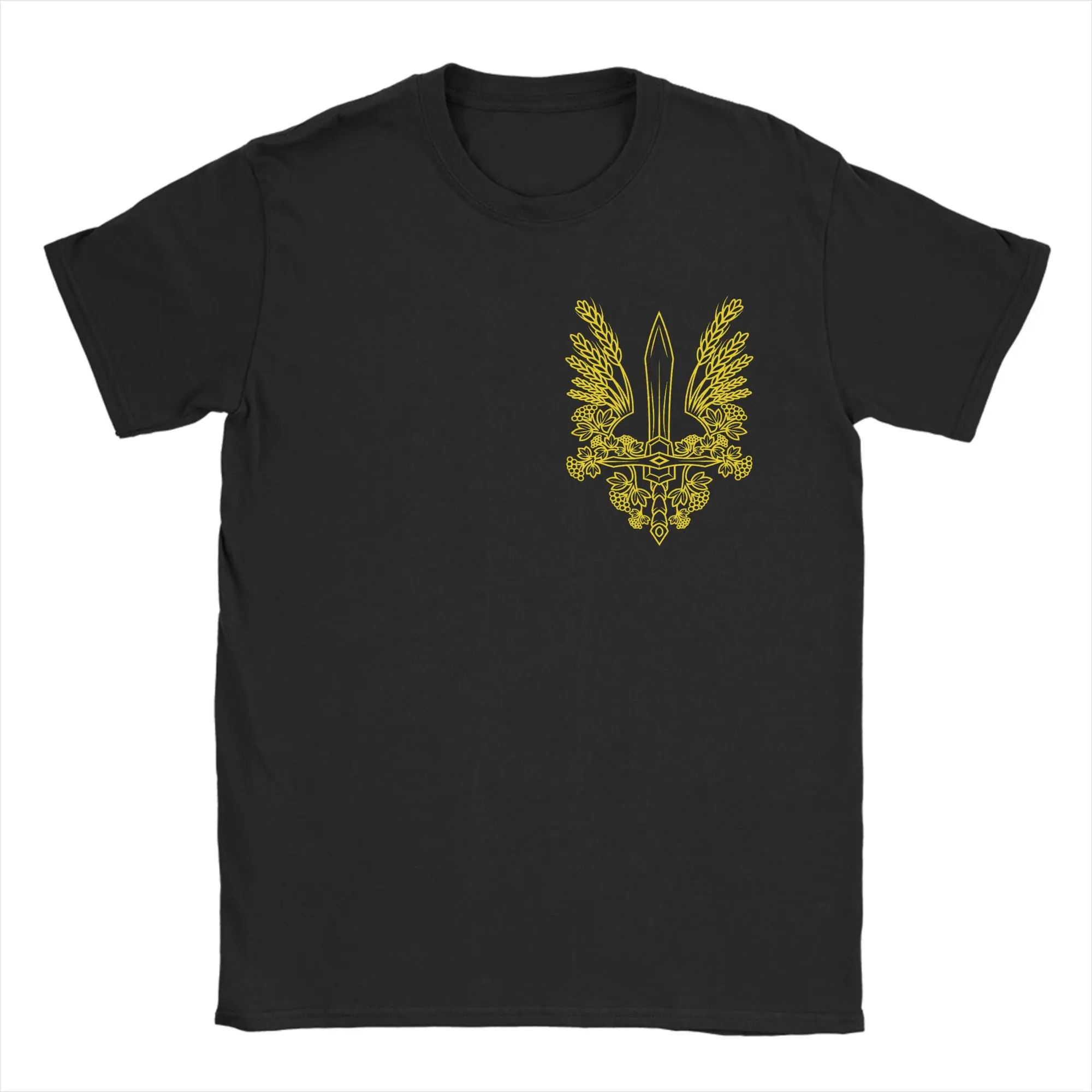 Men T-Shirts Ukraine Stylized Yellow Coat of Arms Ukrainian Pride Casual Cotton Tees Short Sleeve  T Shirts Crew Neck Clothing