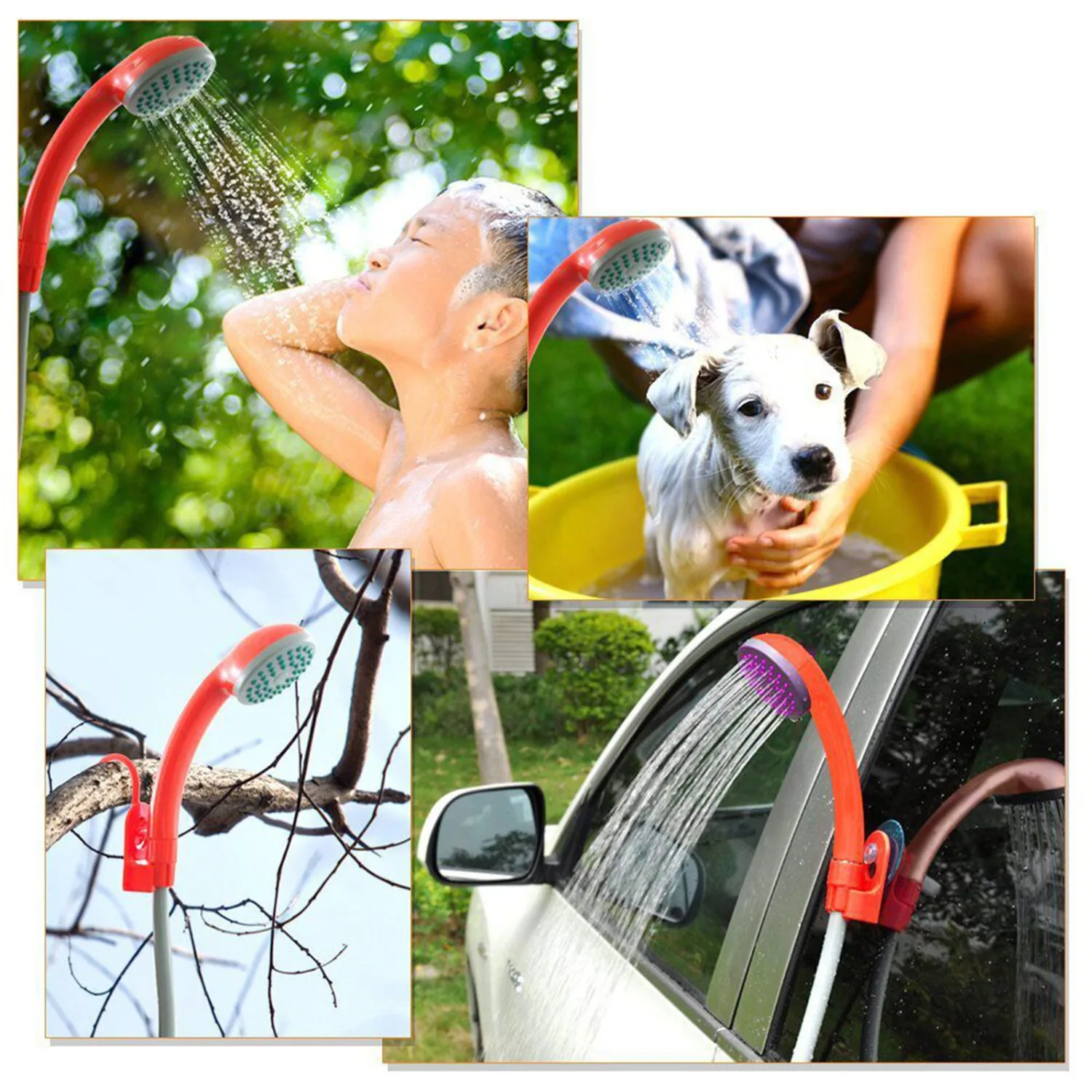 Portable Camping Shower, Outdoor Shower Head 62W Water Pump Rechargeable for Camping Hiking Pet Cleaning and Car Washing