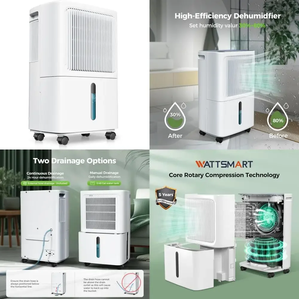 

Home Dehumidifiers 2500 Sq.Ft Basement Model with Drain Hose, 34 Pint Capacity, Smart Humidity Control, 3 Modes