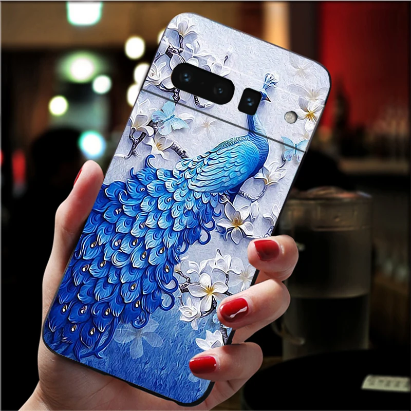 

Phone Case for Google Pixel 10 9 Pro XL 9A 8 7 6 Pro Pixel 8A 7A 6A Pixel 8 7 6 5 Peacock Feathers Case Funda