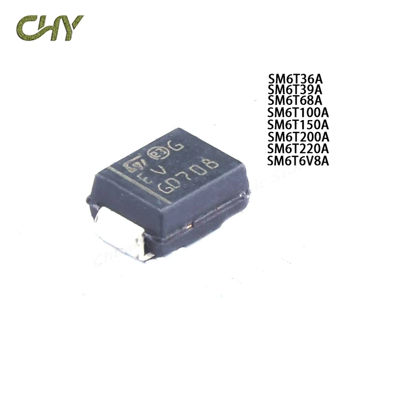 10Pcs/Lot SM 6T36A 6T39A 6T68A 6T100A 6T150A 6T200A 6T220A 6T6V8A DO-214AA(SMB) TVS/ESD Silk Screening EV EX FQ FY GL GU GW DE