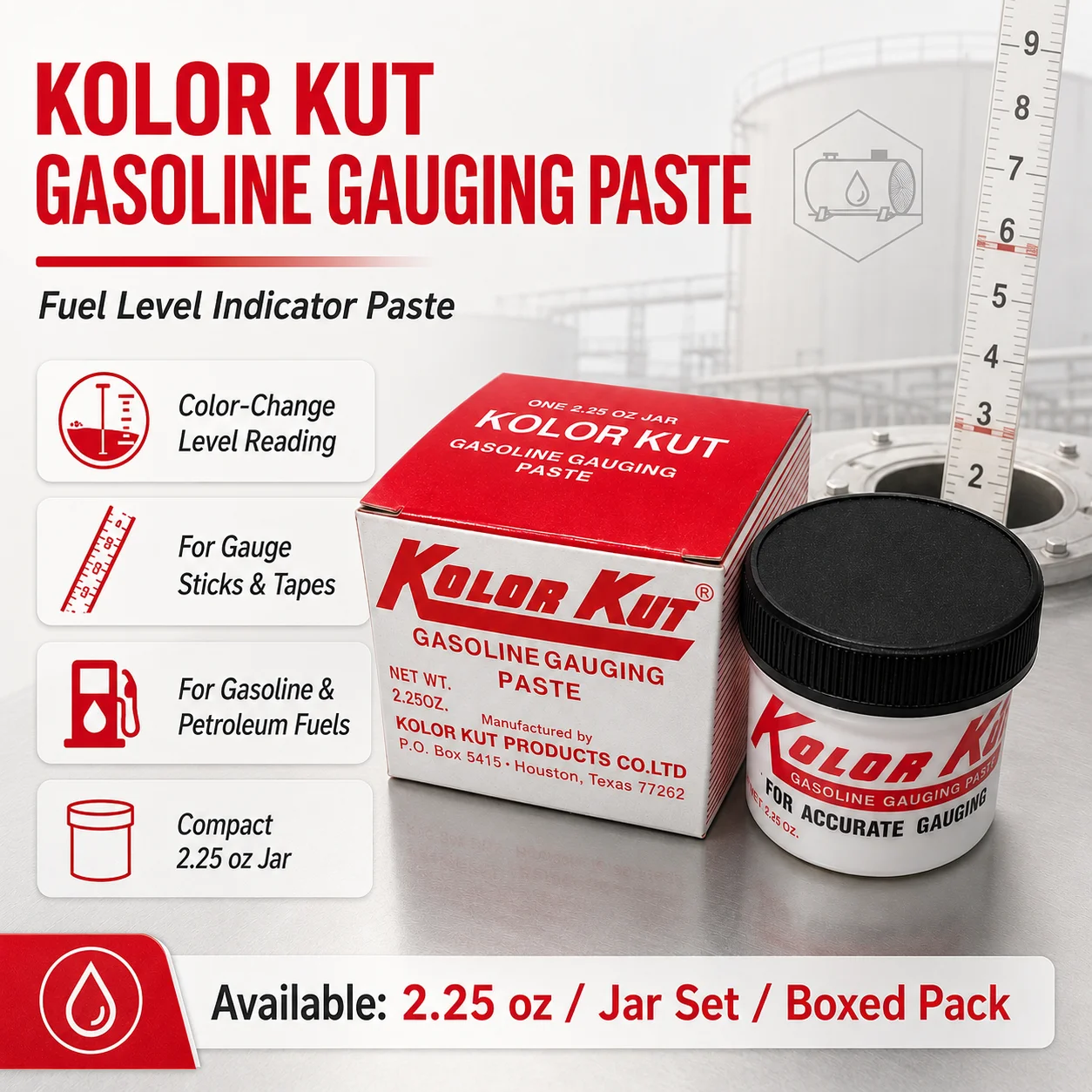 Kolor Kut Level Indicator Paste Color Change Measuring Paste For Storage Tanks Dip Stick 2.25oz