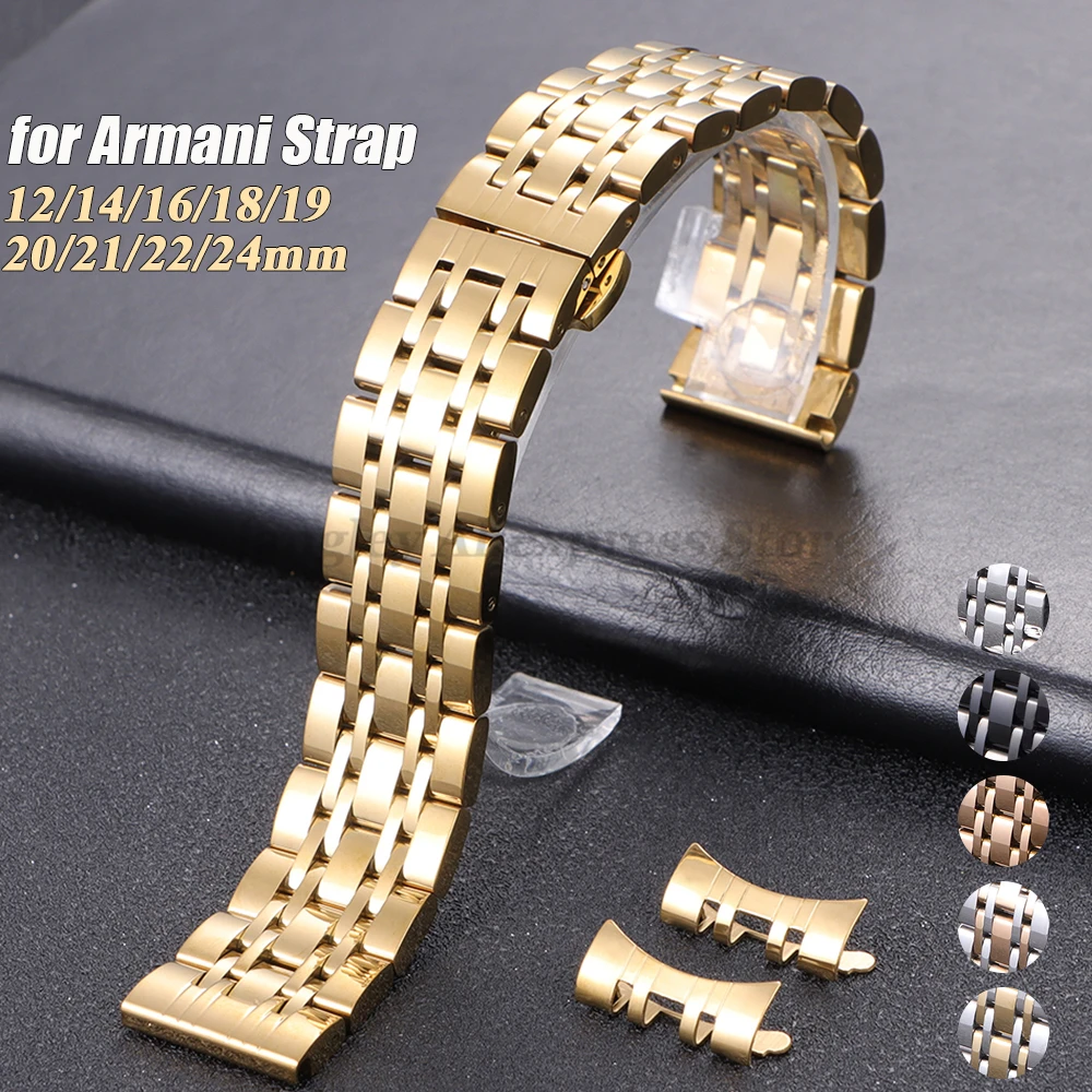 Solid Stainless Steel Wacth Strap for Armani for Tissot for Seiko Watch Band 12/14/16/18/19/20/21/22/24mm Men Replacement Straps