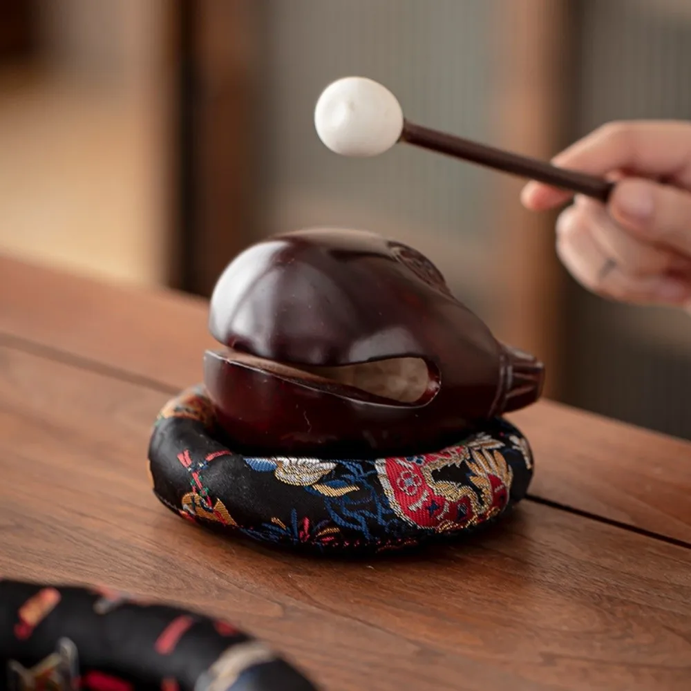 Nepalese Dragon Design Singing Bowl Mat Donut Shape Non Slip Sound Copper Out Mat Traditional Brocade Wooden Fish Coaster Yoga