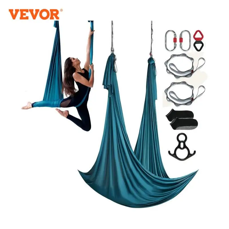 

VEVOR 4.4-11 Yards Aerial Yoga Hammock & Swing Yoga Starter Kit Aerial Silk Fabric Yoga Strap Accessory for All Level Yoga Swing