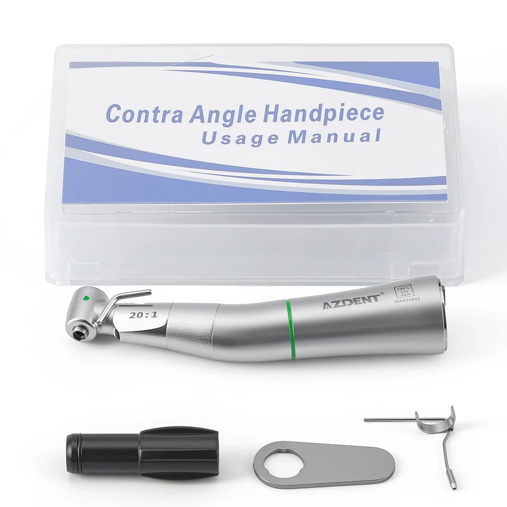 AZDENT Dental LED Niedrigdrehzahl-Winkelstück 1:1/20:1 mit Glasfaser und abnehmbarem Kopf, Zahnmedizinisches Instrument 202C – Detail 16