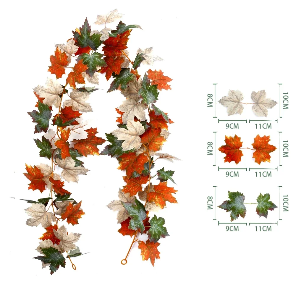 175cm Artificial Maple Leaf Garland Fake Plants Autumn Decor Leaves Vine For Thanksgiving Christmas Home Decoration