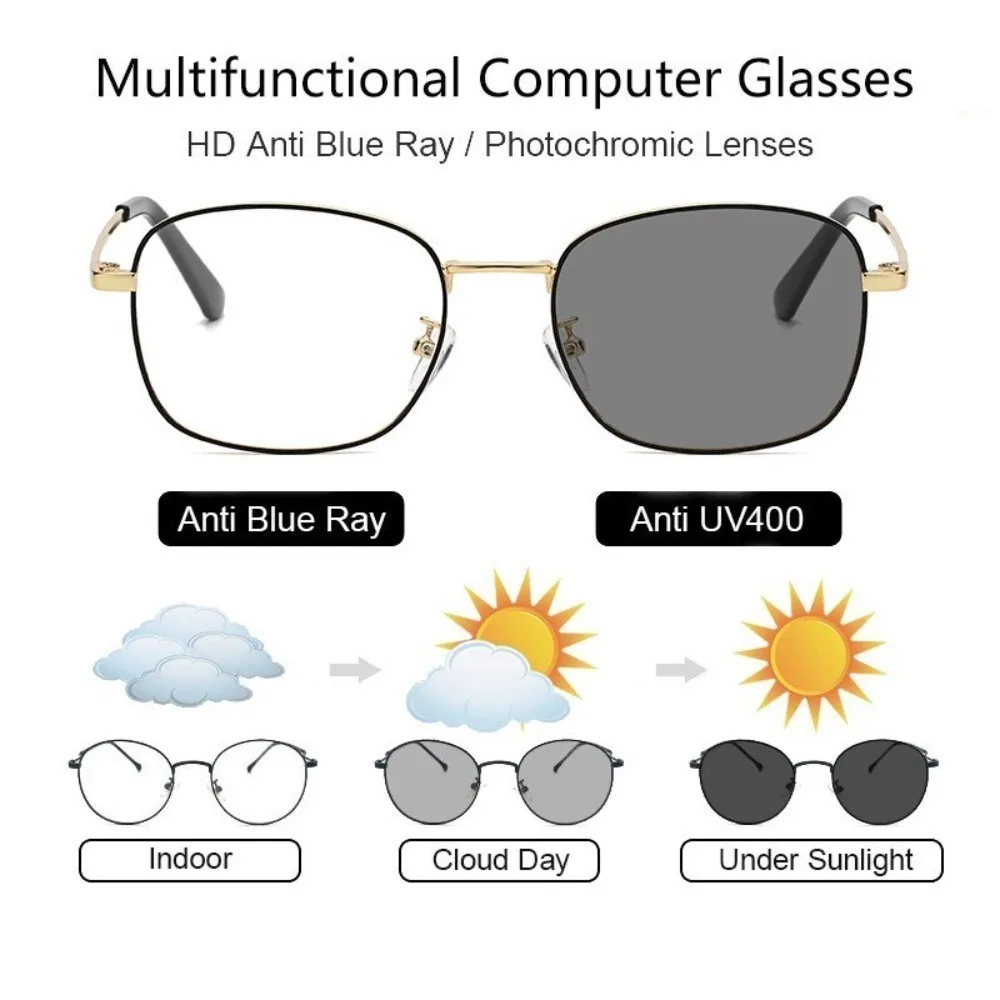 Photochromic Anti Blue Computer Glasses for Men and Women Anti Radiation UV400 Eyeglasses Change Color Under Sunshine Anti Fatig