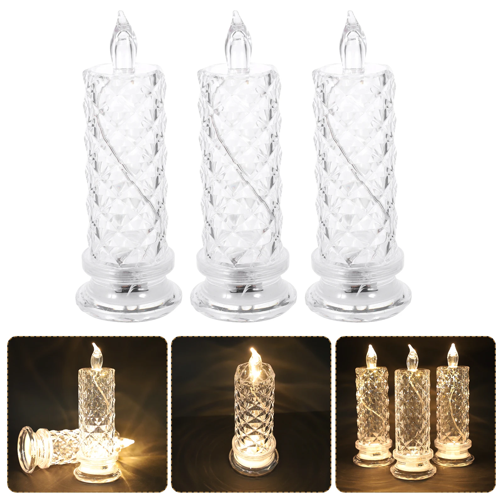 4 قطعة أضواء إلكترونية Led مصباح تعمل ضوء الليل الدافئ لغرفة النوم حفل زفاف غرفة ديكور #5