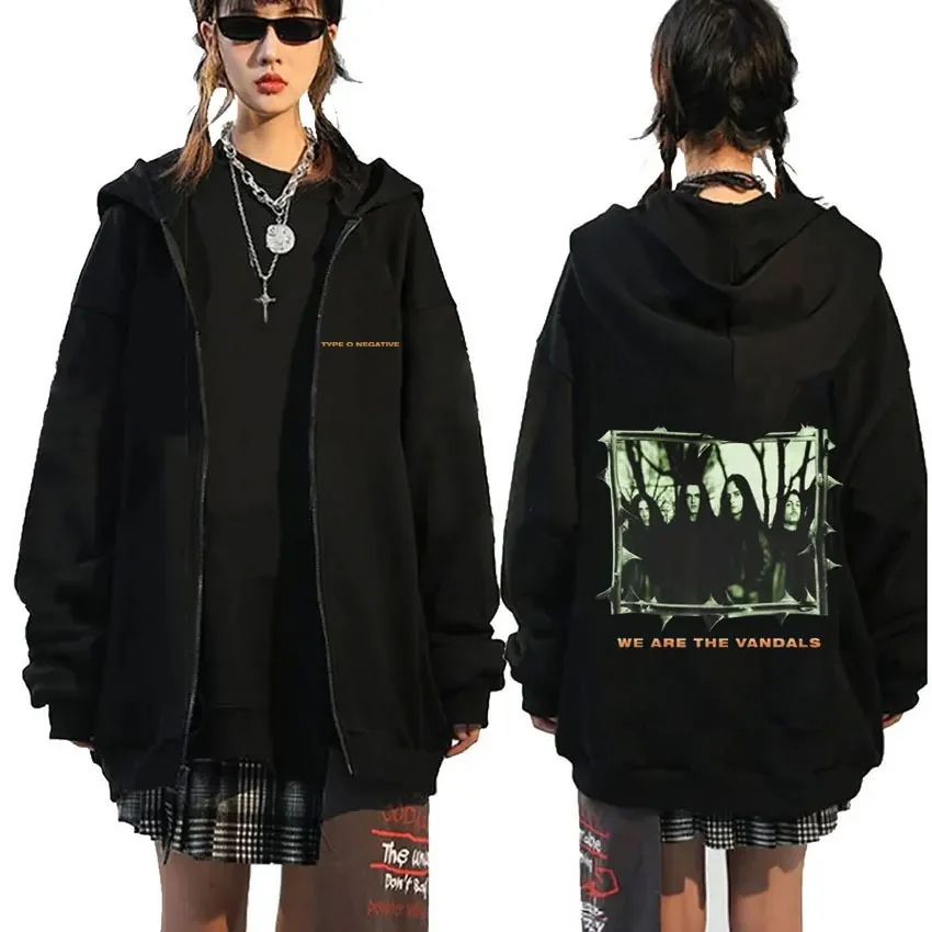 Rockband Typ o negativ in der Dämmerung ausgesetzt wesentliche Reiß verschluss Hoodie Jacke Männer Frauen lässig Vintage Reiß verschluss männliche