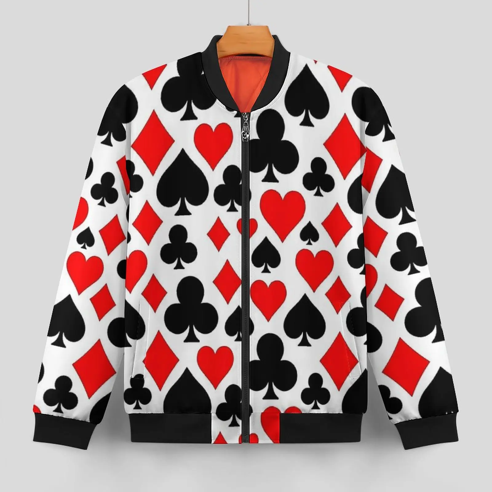 Casino Playing Cards Player Symbols Casual Jackets Man  Coats Autumn Cool Jacket Zipper Design Classic Windbreakers Big Size 6XL