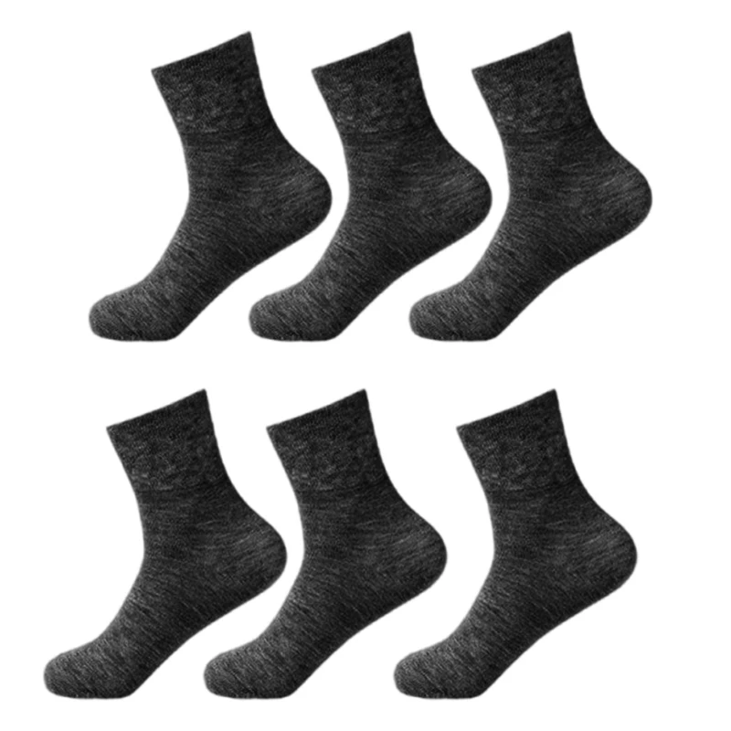 3 Pair Diabetic Extra Loose Ankle Socks No Binding Wide Top Stretched Seamless Solid Cotton Crew Socks for Women Mens