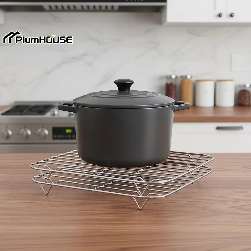Square Cooking Rack Air Fryer Grill Steamer Rack 304 Stainless Steel BBQ Net Home Kitchen Oven Steamer Cooker Barbecue Bracket
