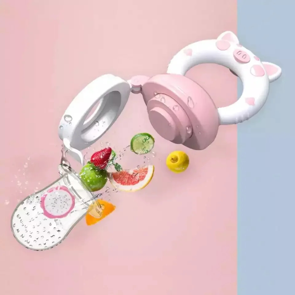 3-in-1 Baby Food Feeding Spoon Juice Extractor Fruit Pacifier Baby Feeding Bottle Silicone Gum Fruit Vegetable Bite Eat Feeder