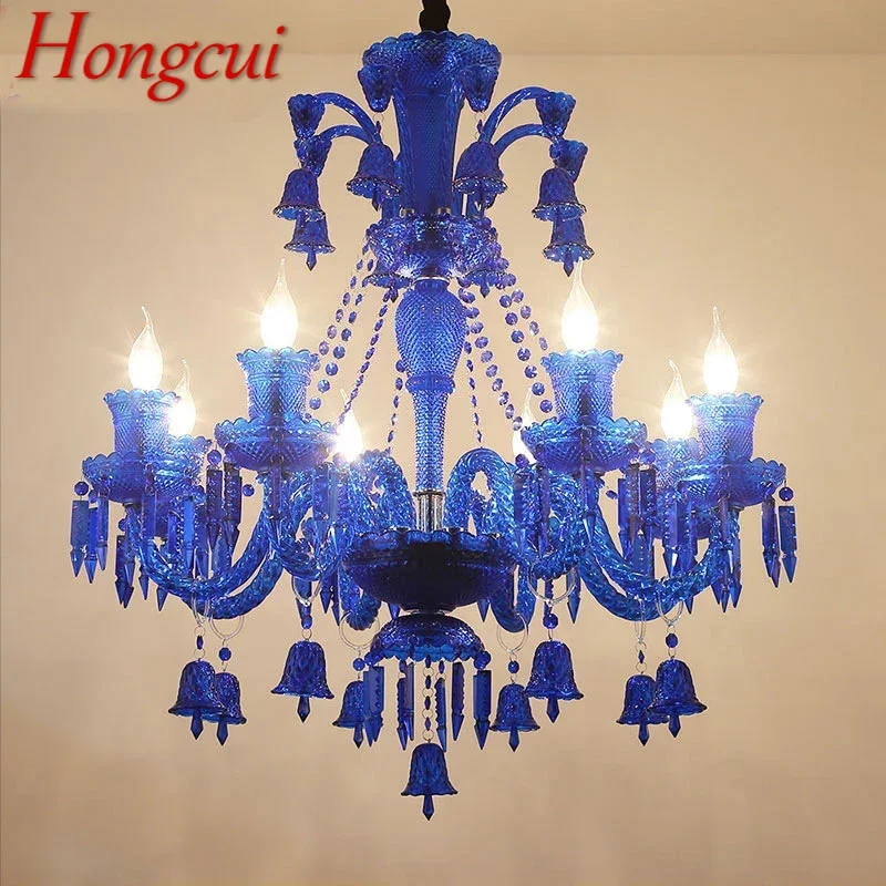 

Hongcui Luxurious Style Crystal Pendant Lamp European Candle Lamp Art Living Room Restaurant Bedroom Villa Chandelier