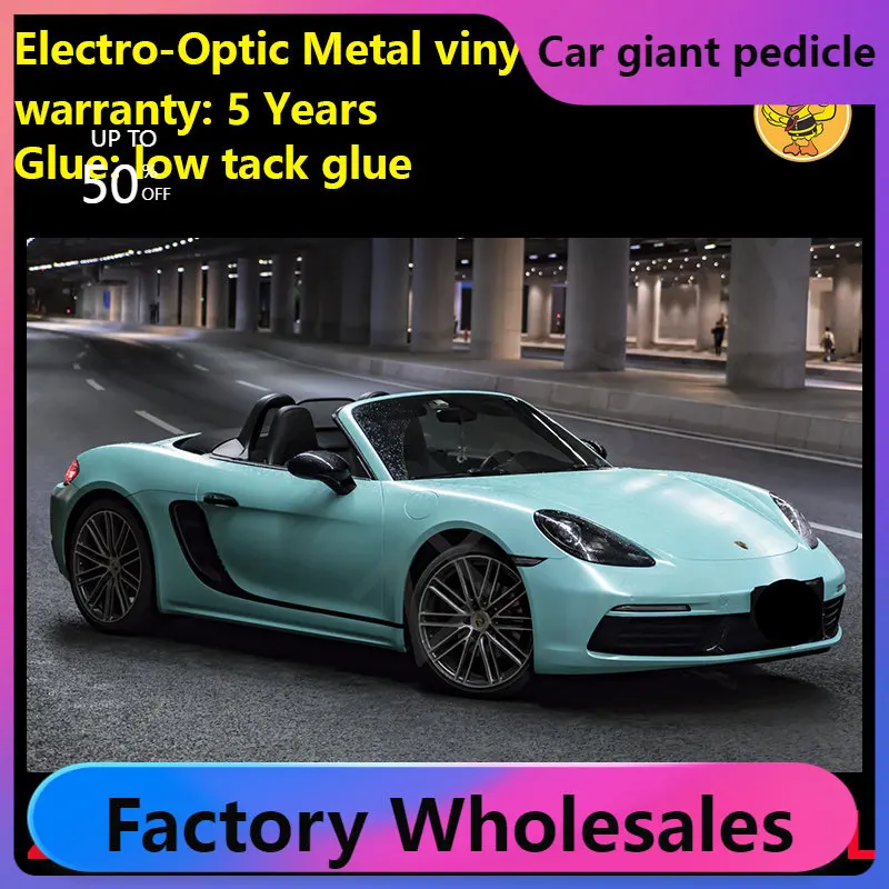 

Tiffany Electro-optical Metal Vinyl Wrap For Car Wrapping Covering Foil Air Bubble Free Low Tack Glue1.52*18M/Roll 5x59ft