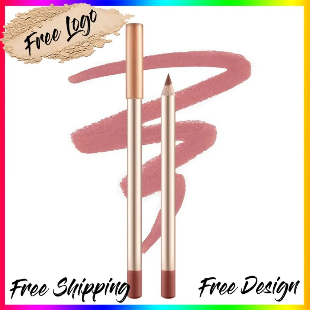 العلامة الخاصة شعار مخصص نباتي بالجملة ماكياج 12 لون قلم تحديد الشفاه الخشبي مقاوم للماء قلم أحمر الشفاه غير النقل