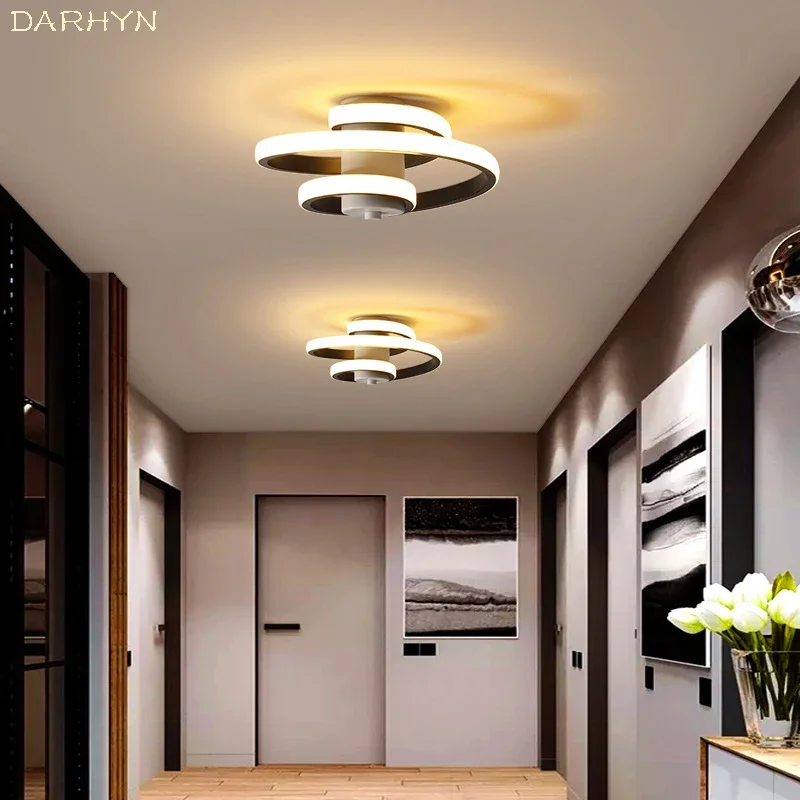 

Modern LED Ceiling Light Spiral Lighting Black White Lights Living Room Bedroom Kitchen Corridor Balcony Hotel Home Decor Lamps