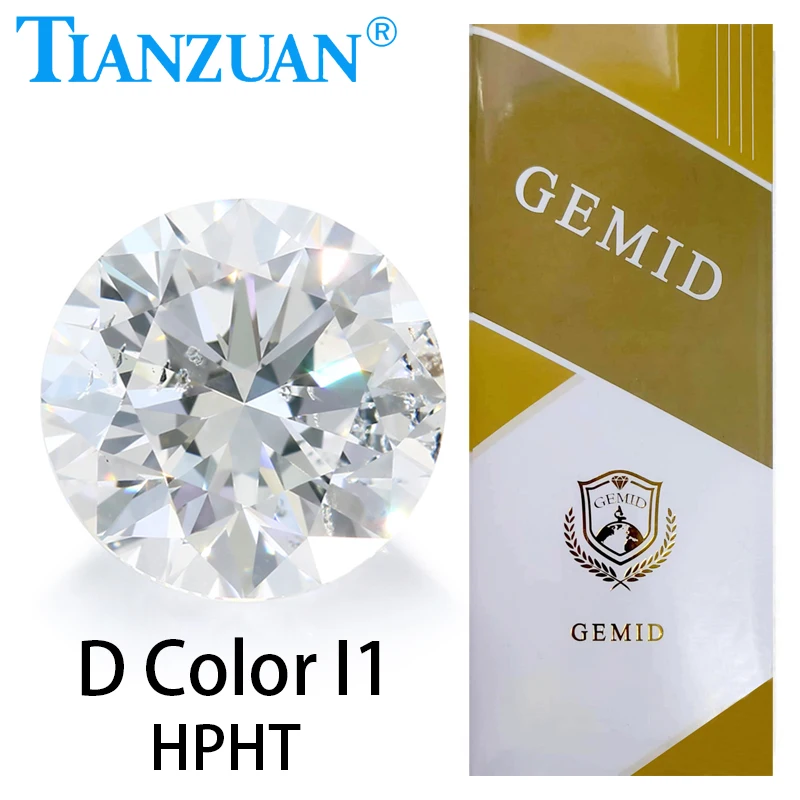 

Lab Grown Diamond HPHT D SI2 I1 I2 Color 3EX Round Brilliant Cut Loose Gemstone Bead with GEMID Certified