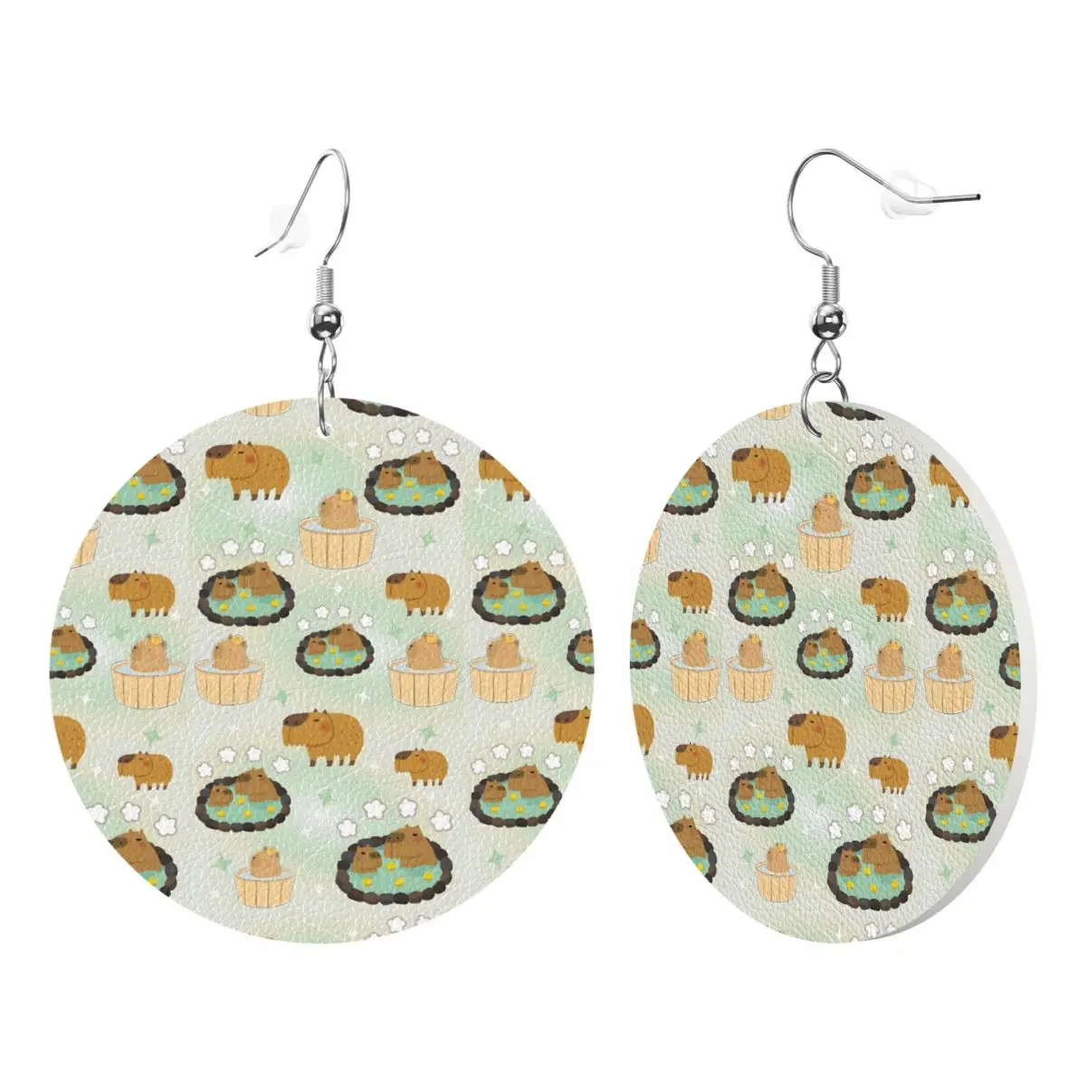 Custom Funny Capybara Dangle Drop Earrings Leather Earrings for Women Fashion For Valentine's Day