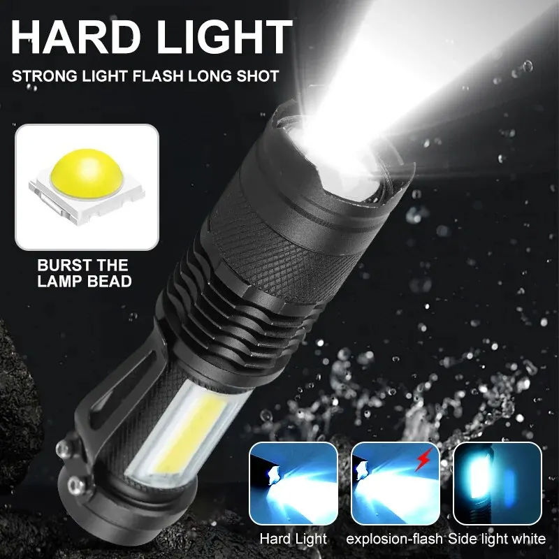 LED Strong Light Flashlight USB Rechargeable Mini Portable Ultra Bright Pocket Small Home Remote Outdoor Lighting Small Handligh