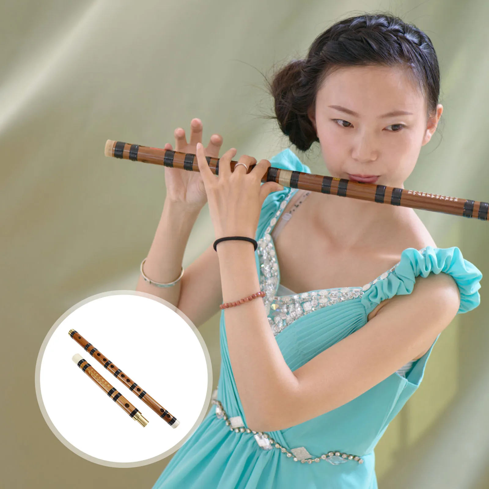 

1set 1Set Chinese Traditional Bamboo Flute D Key For Beginners Student Practicing Flute Lightweight Portable Style