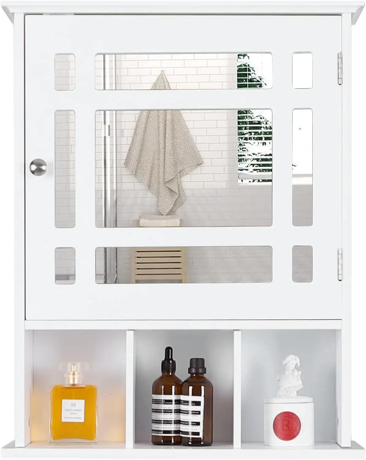 

Bathroom Cabinet Wall Mounted with Mirror Doors and Adjustable ,Single Door Bathroom Wall Cabinet for Organization, Tall cabinet