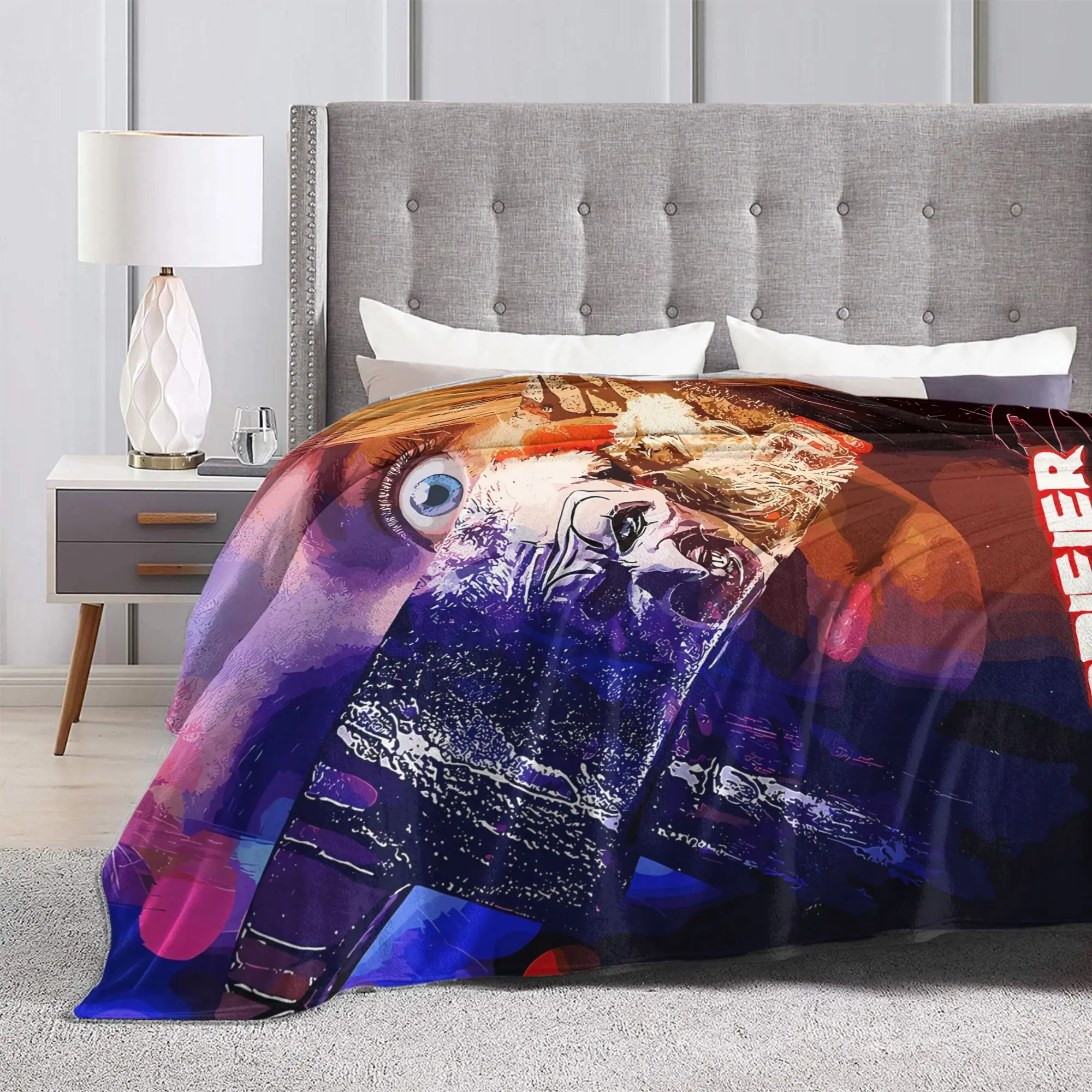Terrifier Movie Plush Blanket Students  Flannel Throw Blanket For Bedroom Warm Soft Custom DIY Quality Bedspread Gift Idea