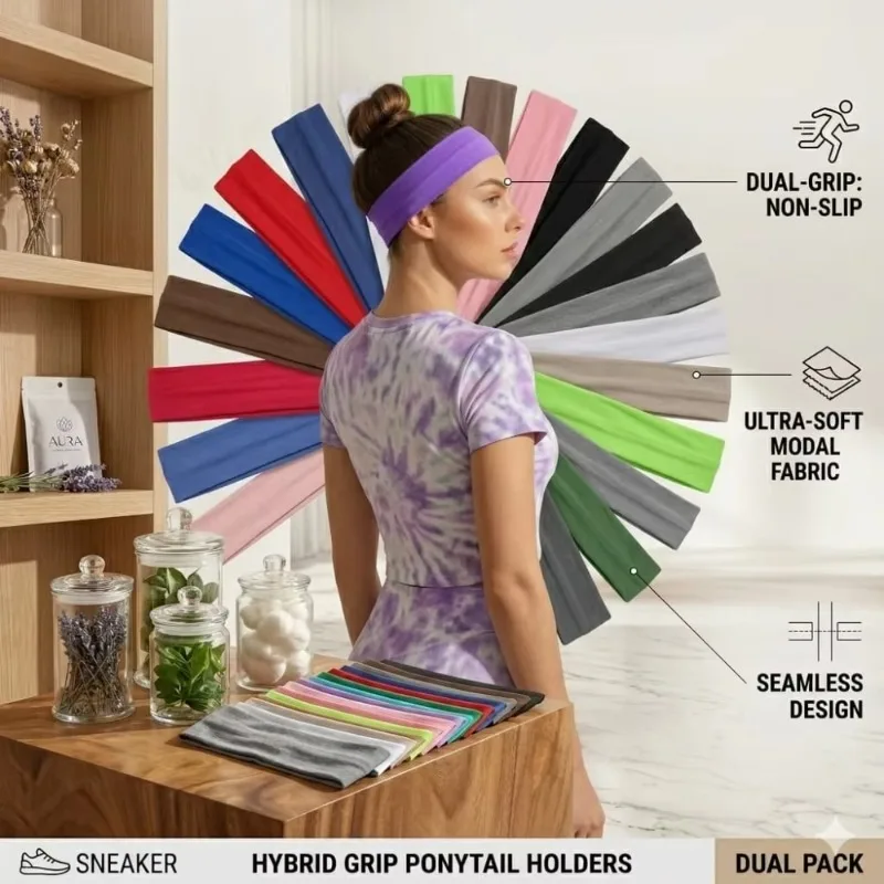 Multi Colored Anti Slip Elastic Headband Running Fitness Anti Sweat Sports Headband Practical Solid Color Hair Accessory