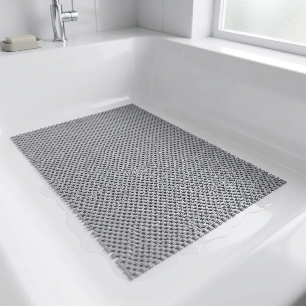 PVC Shower Floor Mat Non Slip Shower Mat Upgraded Soft PVC Material Reinforced Suction Cups Gentle Foot Comfort Mat