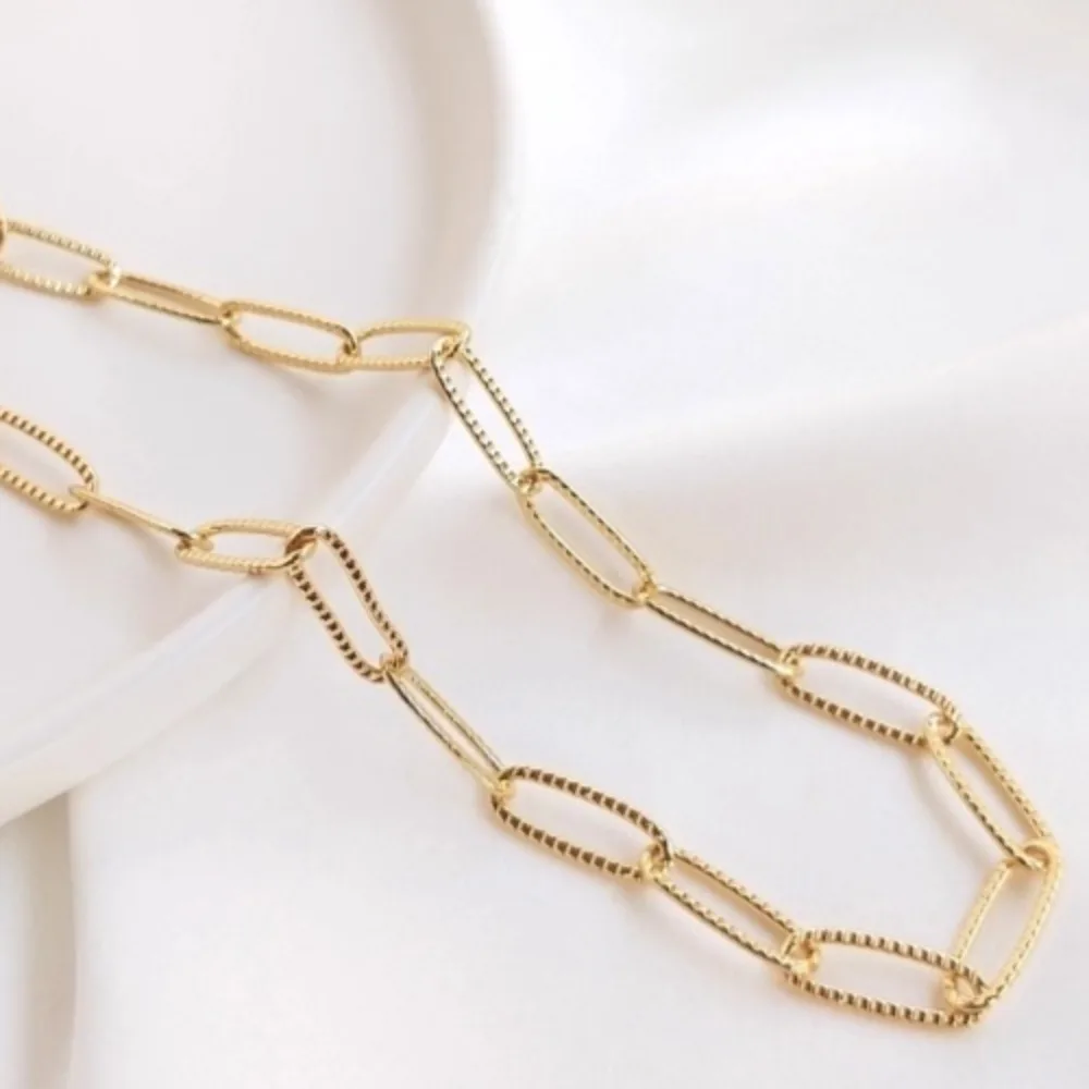 

14-каратное золото с тиснением, прямоугольная цепочка, длинная О-образная овальная свободная цепочка, браслет «сделай сам», ювелирный материал