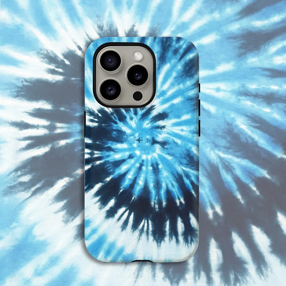 Blue Tie-Dye Swirl Phone Case for Samsung Galaxy S20 S23 S24 S25 S26 FE Plus Ultra Edge 4G 5G Luxury Double-layer Back Cover