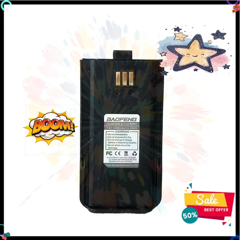 SWZY DM-8 for BAOFENG DM-1801 Walkie Talkie Li-ion Battery 2200mAh Compatible BF-H6 DM-860 DR-1801UV Two Way Radios Extra Batter