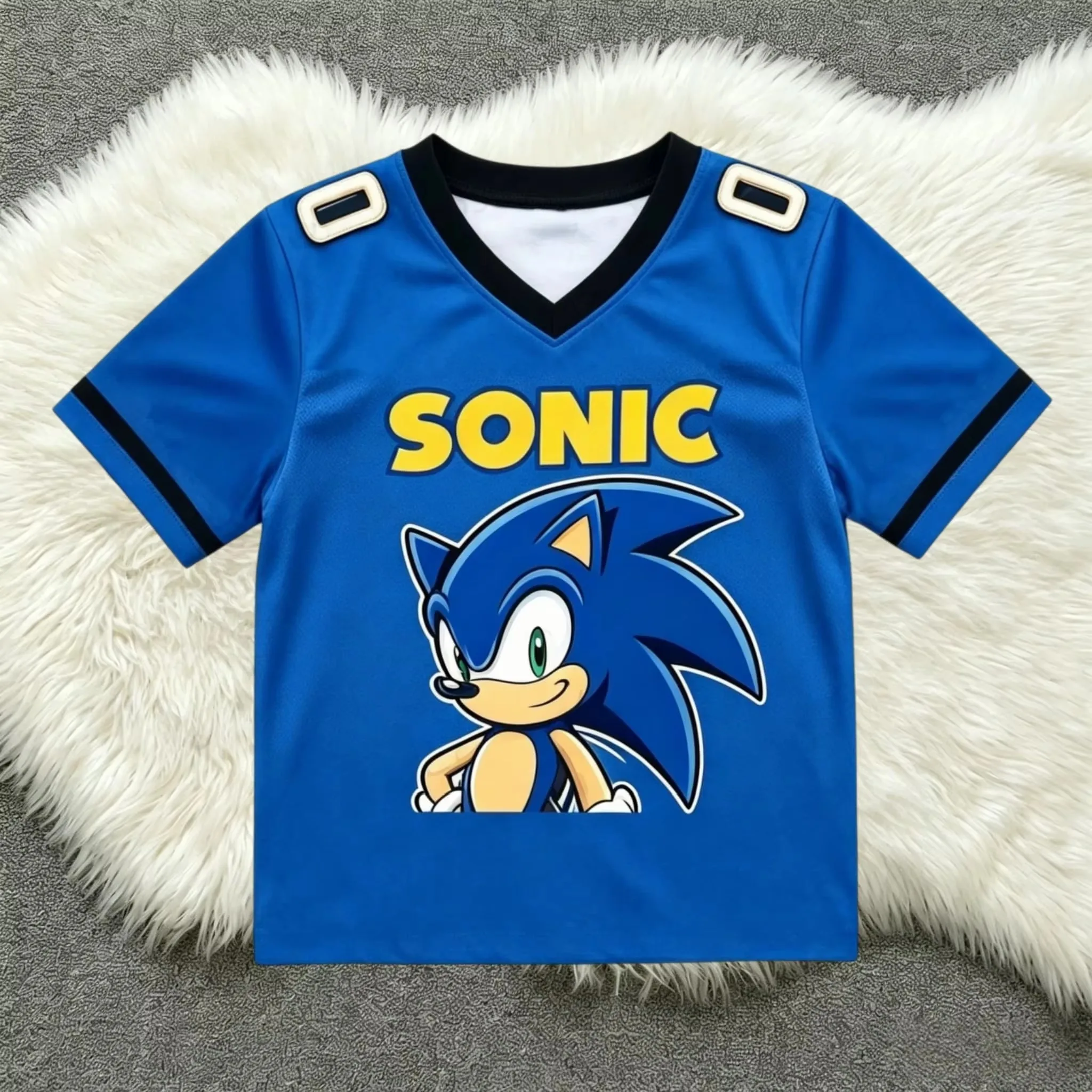 Children Hedgehog Print Football Jersey Boys Girls Cartoon Game Character Sport TShirts Sonic Matching Kid Uniform Birthday Gift