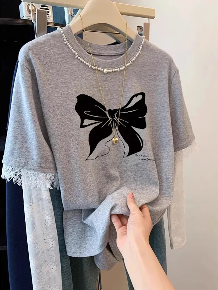 เสื้อยืดสไตล์ญี่ปุ่นย้อนยุคทรงหลวม ดีไซน์ฤดูร้อนแบบนักศึกษา เสื้อยืดลำลองสำหรับผู้หญิงและผู้ชาย