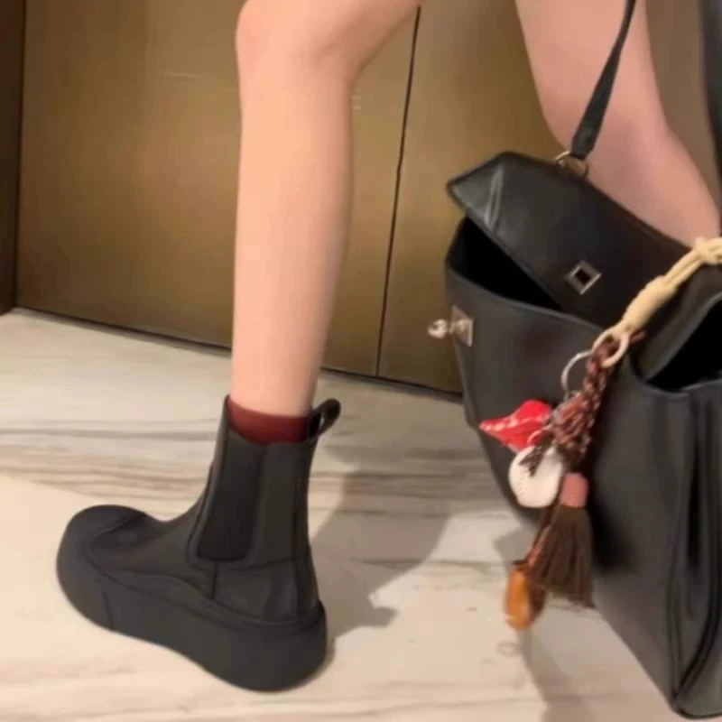 New Thicken Winter Knight Boots Women Knee High Long Square Heel Boots Retro Thick Motorcycle Boots Black  Botas Mujer