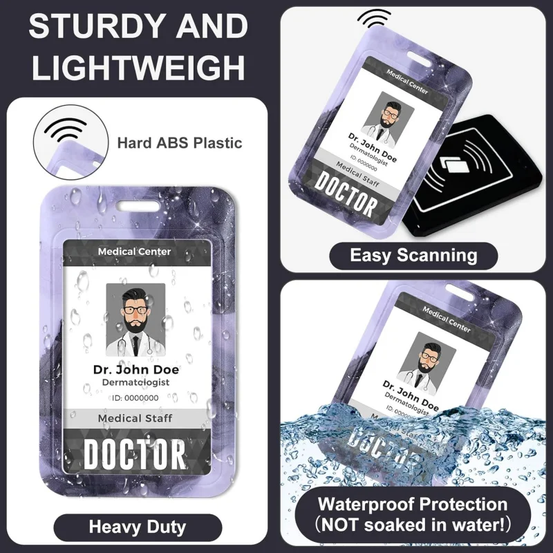 2 ชิ้นผู้ถือป้าย ID แนวตั้ง, ตัวป้องกันบัตรพลาสติกแข็งแบบเลื่อนสำนักงานโรงเรียนพยาบาลบัตรเครดิตบัตรใกล้เคียง (B
