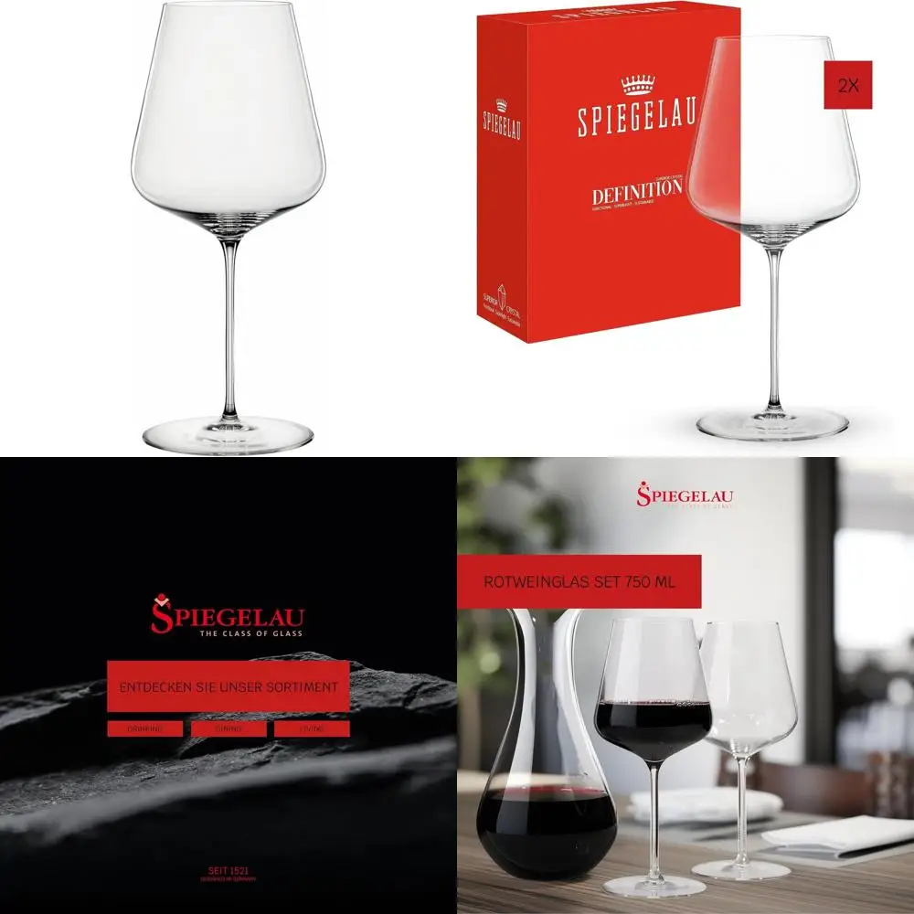 Juego de 2 Copas Grandes para Vino Tinto - Ideales para Cabernet Sauvignon y Merlot - Cristal sin Plomo para Bar en Casa y Ocasiones Especiales