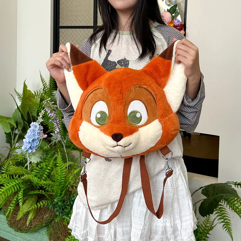 Nick Zootopia Cute Cartoon Plush Fox Backpack Kawaii Fluffy Soft Stuffed Toy Double Shoulder Bag Lovely Periphery Adorkable Gift