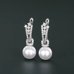 Huitan White/Grey/Yellow Imitation Pearl Drop Earrings Luxury Trendy Hanging Earrings for Women Aesthetic Bridal Wedding Jewelry