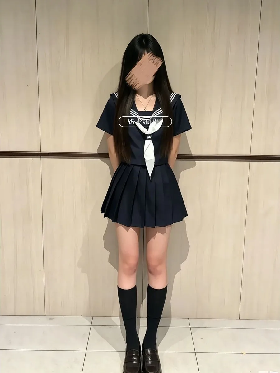 Japanese Style School Uniform Set Soft Girl Summer Sailor Suit Basic Model Student School Supply Feeling Four-Piece Ensemble