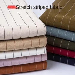 Elastic Striped Fabric Drooping Suit Pants Skirt Cloth Sewing Dress Stretch Polyester Spandex Anti-wrinkle Brocade Black Blue