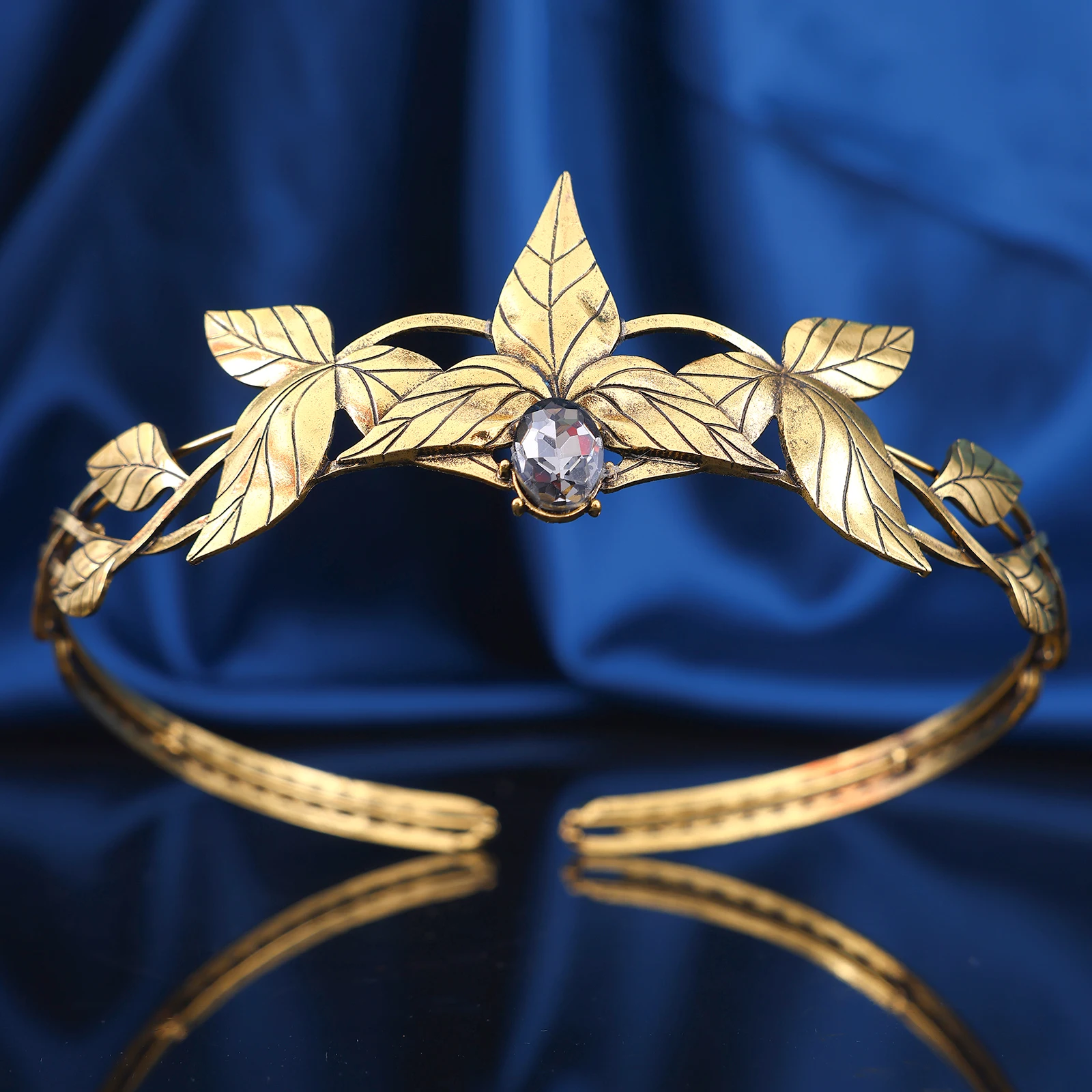 1 piece of vintage Greek goddess rhinestone headpiece alloy leaf performance headpiece